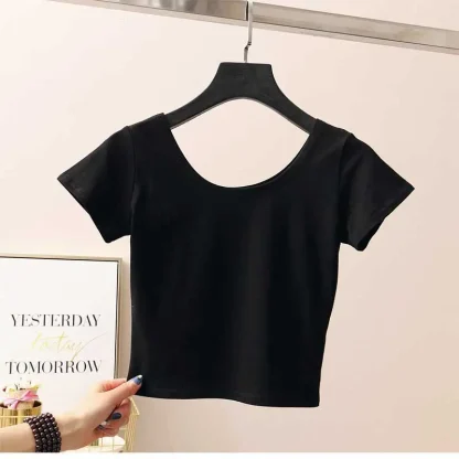 Blank Cropped Top with Scoop Neck