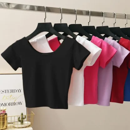 Blank Cropped Top with Scoop Neck - Image 12