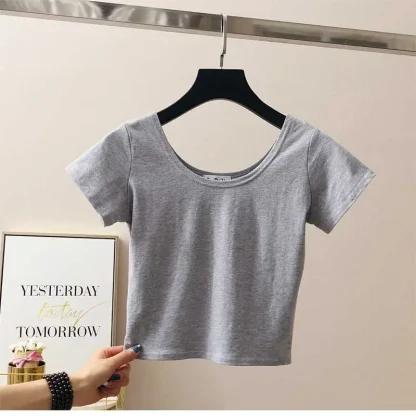 Blank Cropped Top with Scoop Neck - Image 3