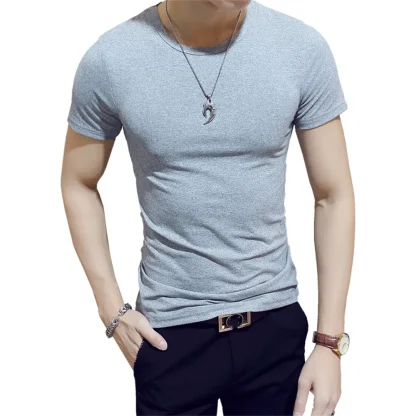 Men's Fitted Solid Color T-shirt - Image 2