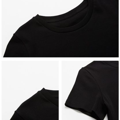 Plain Cropped Top with Short Sleeve - Image 3
