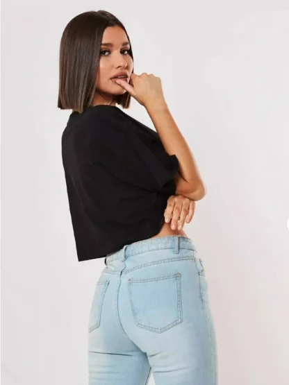 Cropped Plain Top with Loose Fit Design - Image 2