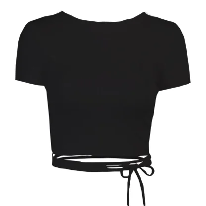 Chic Backless Plain Top with Tie Waist - Image 8