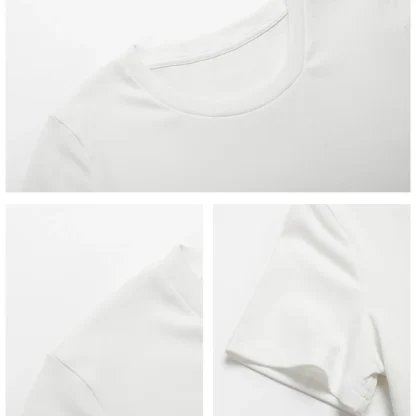 Plain Cropped Top with Short Sleeve - Image 4