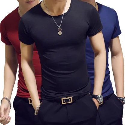 Men's Fitted Solid Color T-shirt - Image 4