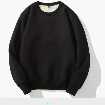 Plain Color Sweatshirt with Fleece Lined - Image 5