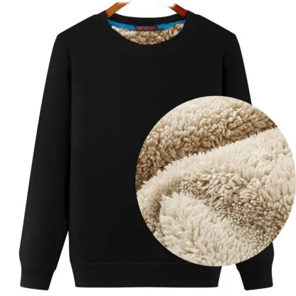 Plain Color Sweatshirt with Fleece Lined - Image 7