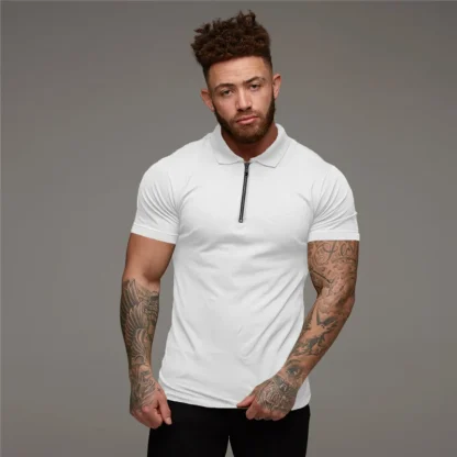 Comfy Solid Polo Shirt with Zip Quarter - Image 12
