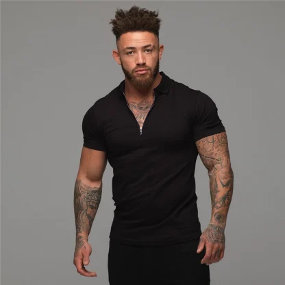 Comfy Solid Polo Shirt with Zip Quarter - Image 7