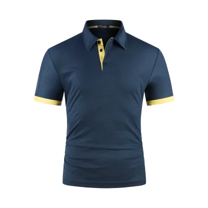 Buttoned Neckline Polo Shirt with Short Sleeve - Image 3