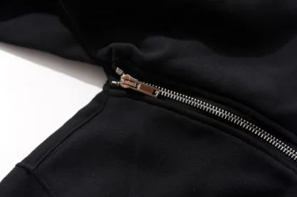 Slanted Zippered Front Plain Hooded Jackets - Image 5