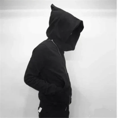 Slanted Zippered Front Plain Hooded Jackets - Image 2