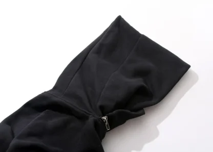 Slanted Zippered Front Plain Hooded Jackets - Image 4