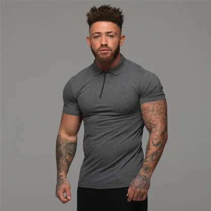 Comfy Solid Polo Shirt with Zip Quarter - Image 9