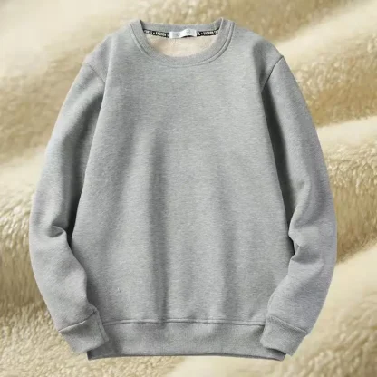 Plain Color Sweatshirt with Fleece Lined