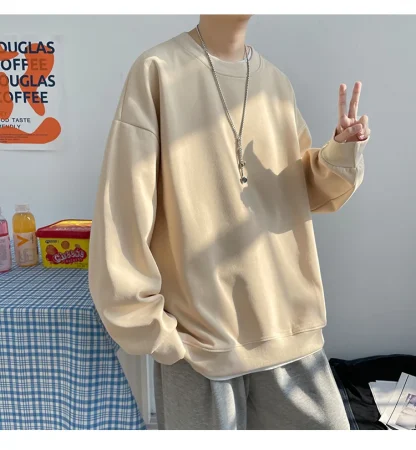 Long Sleeve Solid Sweatshirt with Relax Fit - Image 2