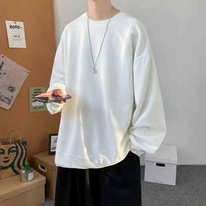 Long Sleeve Solid Sweatshirt with Relax Fit - Image 4