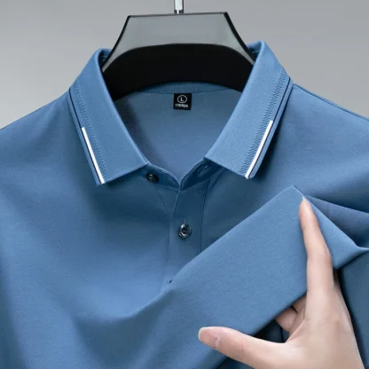 Soft Blank Polo Shirt with Buttoned Neckline - Image 3