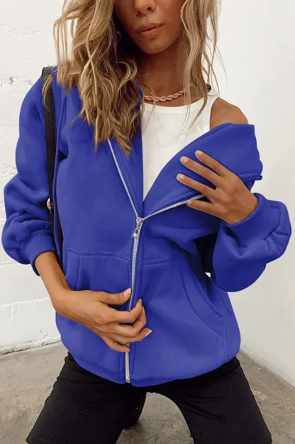 Zippered Hooded Jacket with Side Pockets - Image 6