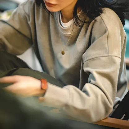 Basic Solid Color Sweatshirt with O-neck - Image 5