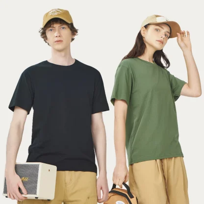 Short Sleeve Plain Shirt with Crewneck - Image 11