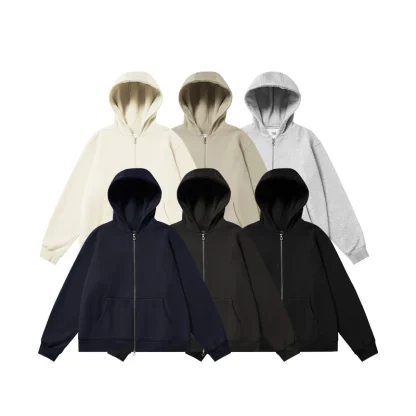 Hooded Plain Jacket with Zipper Front - Image 15