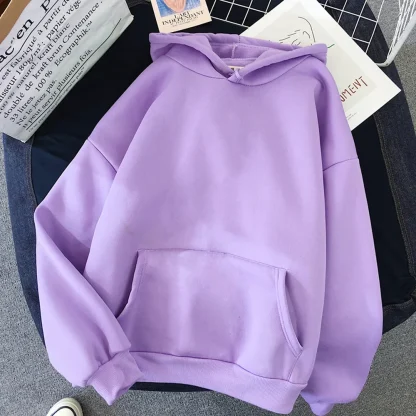 Plus Size Solid Hoodie with Pocket - Image 7