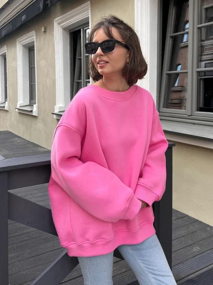 Oversized Blank Sweatshirts with Warm Fleece