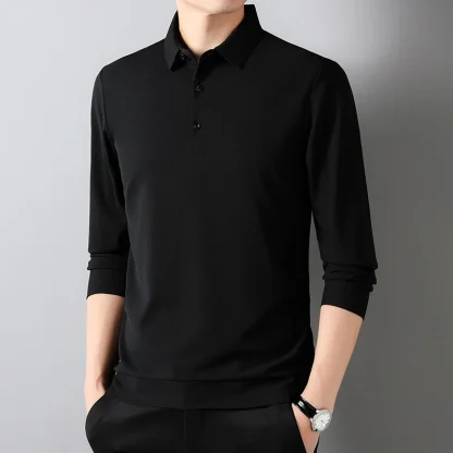 Waffle Solid Polo Shirt with Long Sleeve - Image 5