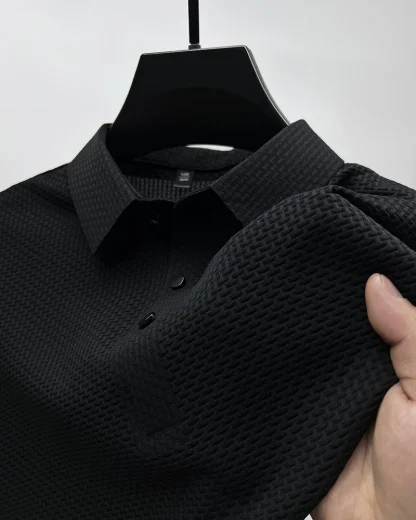 Plain Color Polo Shirt with Breathable Fabric - Image 7
