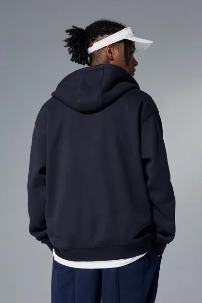 Hooded Plain Jacket with Zipper Front - Image 3