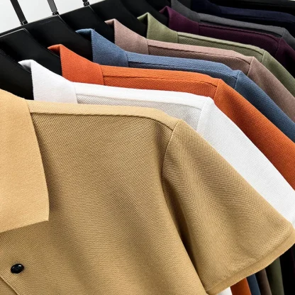 Sweat-Absorbent Polo Shirt with Button Neckline - Image 12
