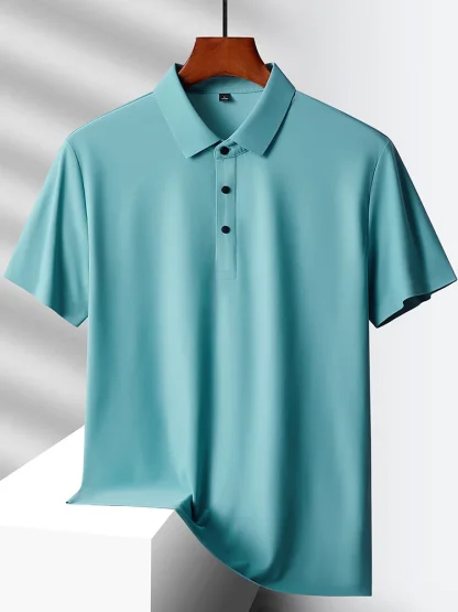 Quick-Dry Short Sleeve Plain Polo Shirt - Image 14