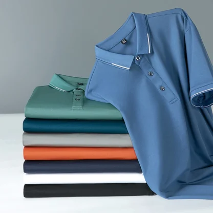 Soft Blank Polo Shirt with Buttoned Neckline - Image 13