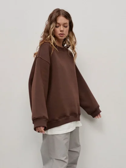 Oversized Blank Sweatshirts with Warm Fleece - Image 9