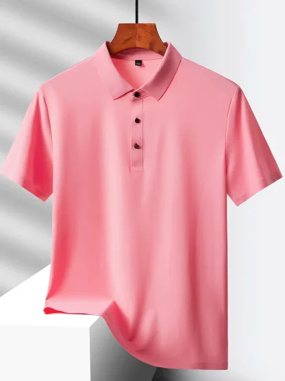 Quick-Dry Short Sleeve Plain Polo Shirt - Image 11