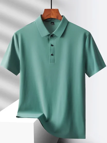 Quick-Dry Short Sleeve Plain Polo Shirt - Image 15