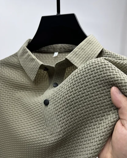 Plain Color Polo Shirt with Breathable Fabric - Image 9