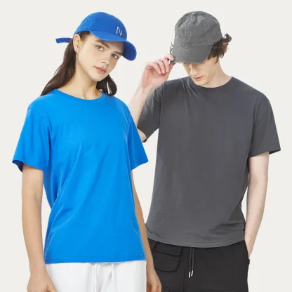 Short Sleeve Plain Shirt with Crewneck - Image 9