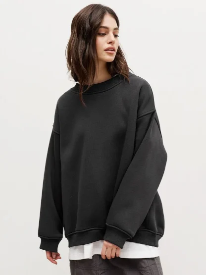 Oversized Blank Sweatshirts with Warm Fleece - Image 10