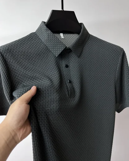 Plain Color Polo Shirt with Breathable Fabric - Image 5