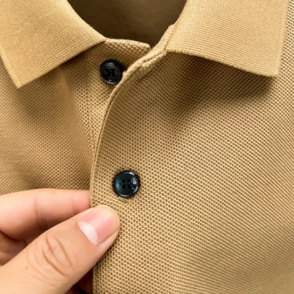 Sweat-Absorbent Polo Shirt with Button Neckline - Image 9