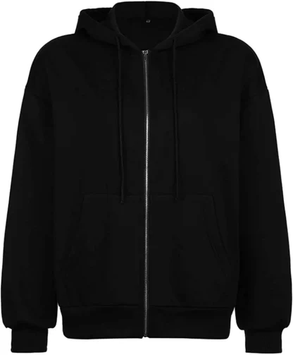 Zippered Hooded Jacket with Side Pockets - Image 2