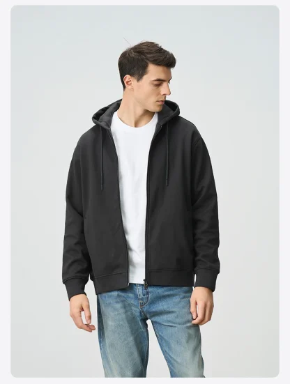 Double Zippered Hoodie Plain Jacket