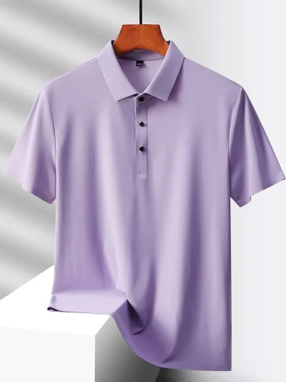 Quick-Dry Short Sleeve Plain Polo Shirt - Image 13