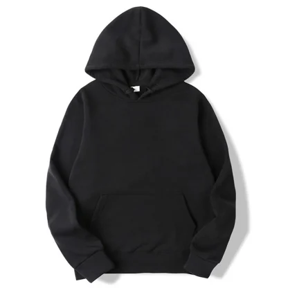 Drawstring Hoodie with Plain Color Design