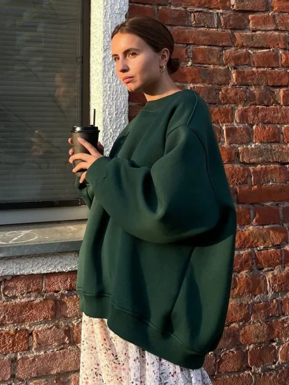 Oversized Blank Sweatshirts with Warm Fleece - Image 15
