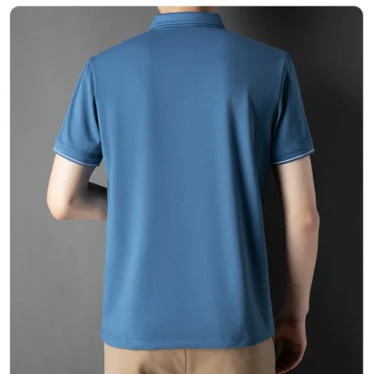 Soft Blank Polo Shirt with Buttoned Neckline - Image 2