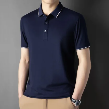 Soft Blank Polo Shirt with Buttoned Neckline - Image 6