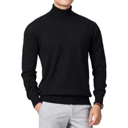 Knitted Turtleneck Solid Top with Long Sleeve - Image 3